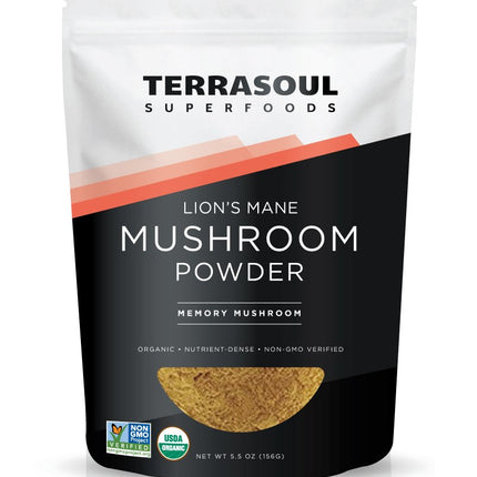 Terrasoul Superfoods Organic Lion's Mane Mushroom Powder (4:1 Extract), 5.5 Ounces