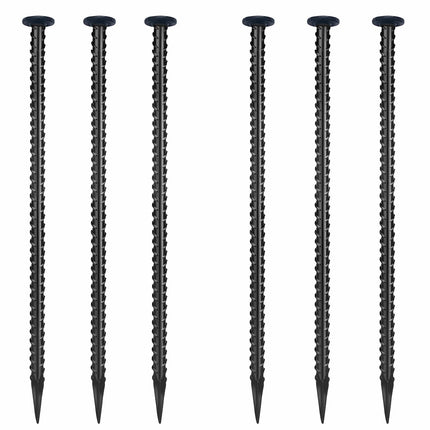 16" Galvanized Rebar Stakes 6 Pack,1/2" Diameter Heavy Duty Ground Anchors