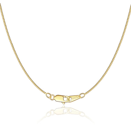 Jewlpire 18K Gold Plated Chain Necklace for Women, 0.8mm Box Chain 18K Gold Plated Chains for Women Thin & Sturdy Women's Chains Necklaces 18 Inch