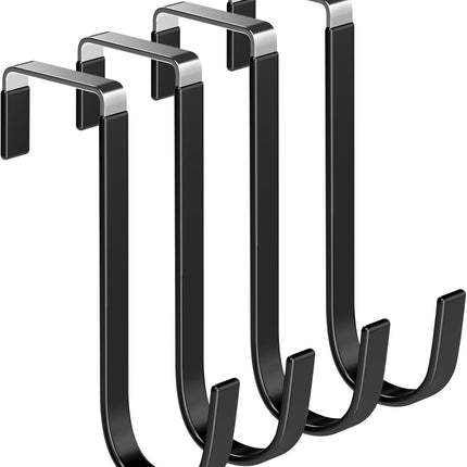 Mars-Rock Single Over Door Steel Hooks 4 Pack Fit 1-3/8" Door 5.5" Black