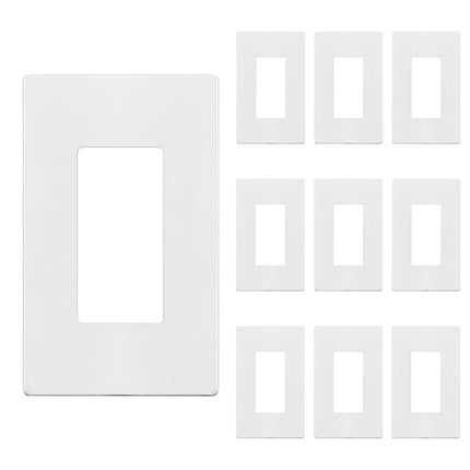 ENERLITES Screwless Decorator Wall Plate Child Safe Outlet Cover, Size 1-Gang 4.68" H x 2.93" L, Polycarbonate Thermoplastic, SI8831-W-10PCS, White (10 Pack)
