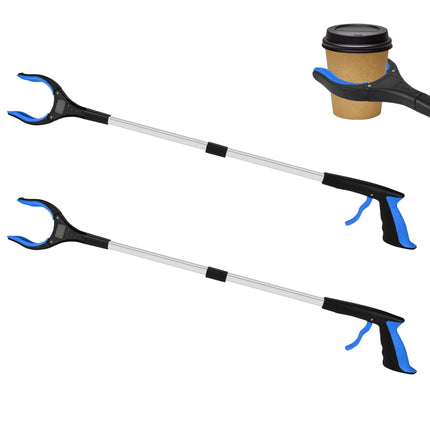 Tottist 2 Pack 32 Inch Commercial Trash Grabber for Elderly Assist, Heavy Duty Lightweight Reacher with Ergonomic Handle & Non-Slip Grip, Multi-Use Outdoor Home Garden Cleanup Mobility Aid Tool