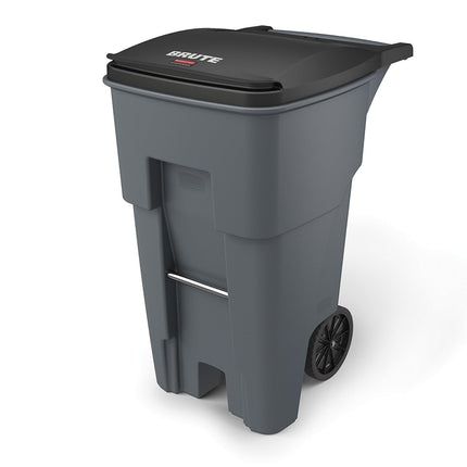 Rubbermaid Commercial Products BRUTE Rollout Plastic Trash/Garbage Can/Bin with Wheels 65 Gal for Restaurants/Hospitals/Offices/Back of House/Warehouses/Home