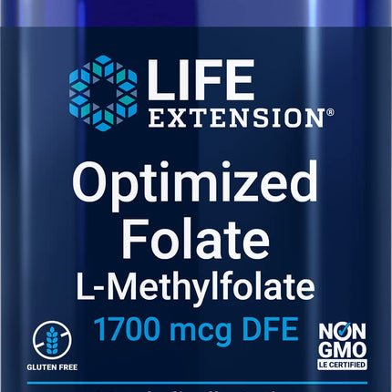 Life Extension Optimized Folate (L-Methylfolate) 1700 mcg DFE, 180 Veg Tablets