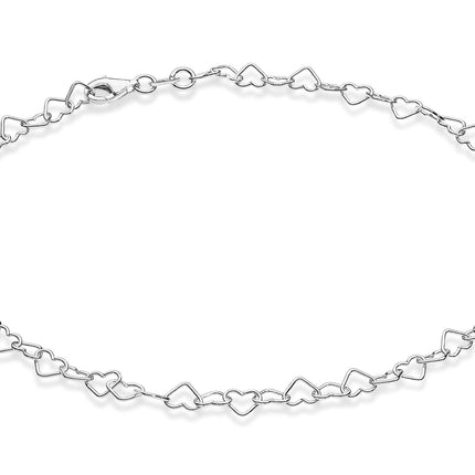 Miabella 925 Sterling Silver Italian Heart Link Anklet (Length 11 Inches)