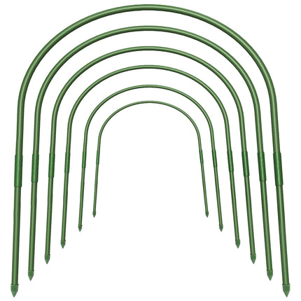 FOTMISHU 6Pcs Greenhouse Hoops, 23.6" x 25.6" Garden Hoops Rust-Free Grow Tunnel 4.9ft Long Steel with Plastic Coated Support Hoops Frame for Garden Fabric, Plant Support Garden Stakes