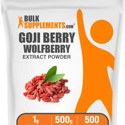 BulkSupplements.com Wolfberry Extract Powder -Goji Berries Supplement, Fruit Powder - Vegan & Gluten Free, 1g per Serving, 500g (1.1 lbs) (Pack of 1)