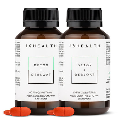JSHealth Detox + Debloat. Bloating Relief for Women with Milk Thistle, Turmeric, and Fennel. Liver Health and Gut Support. Nutritionist-Formulated (60 Tablets, Pack of 2)