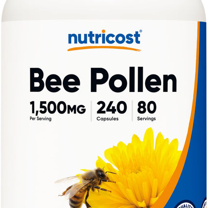 Nutricost Bee Pollen (240 Capsules, 80 Servings) (1,500MG Per Serving) - Non-GMO, GMP Compliant