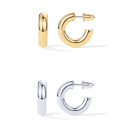 PAVOI Chunky Open Hoop Earrings, 14K Gold Plated, Two Tone Gold, Size 20