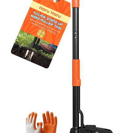Weed Puller Tool 4-Claw Stand Up Weed Remover tools with Ergonomic Long Handle/Foldable Foot Pedal/Easy Eject,Heavy Duty Garden Weeding Tools for Dandelion,Crabgrass,Thistle–No Bending Kneeling