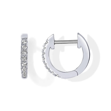 PAVOI Vermeil Hoop CZ Small Huggie Earrings for Women, White Gold