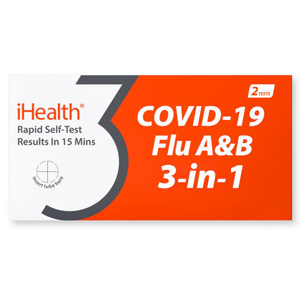 iHealth Flu A/B + Covid-19 Test Combo, 3-in-1 Flu Covid Test Kit, 2 Tests
