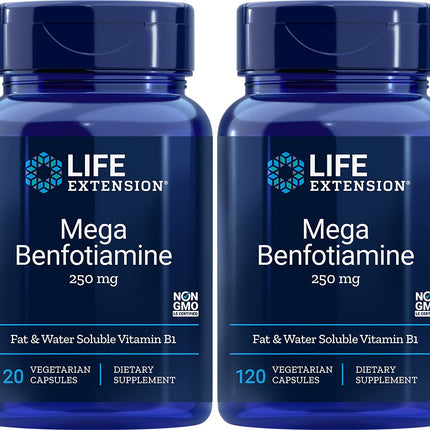 Life Extension Mega Benfotiamine Capsule, 250 Mg, 120 Vegetarian Capsules 2 Bottles