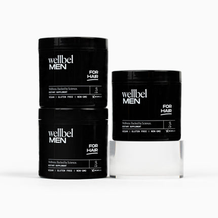 WELLBEL Men Clean Supplement for Hair, Skin, and Nails, Vegan, Gluten Free and Non GMO 90 Count - 3 Pack