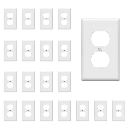 ENERLITES Duplex Wall Plates Kit, Electrical Outlet Covers, Standard Size 1-Gang 4.50" x 2.76", Unbreakable Polycarbonate Thermoplastic, Electric Receptacle Plug Covers, 8821-W-20PCS, White (20 Pack)