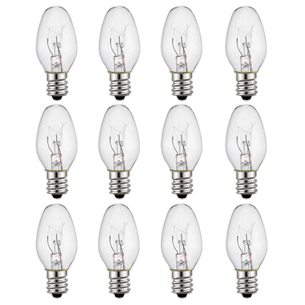WokHok C7 Night Light Bulb 4 Watt,E12 Candelabra Base,15 Lumens,Small Light Bulb,Night Light Replacement Bulbs,Clear, Soft White - 12 Pack