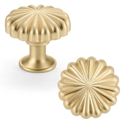 FAPUAL 10 Pack Gold Cabinet Knobs for Kitchen Cabinets and Dresser Drawers，Zinc Alloy Brushed Brass Hardware Handles Pulls，Vintage Cupboard Drawer Knob