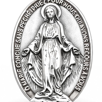 MIRACULOUS MEDAL ORIGINAL DESIGN, CATHOLIC VIRGIN MARY PENDANT, MADE IN ITALY, SILVER PLATED BRASS, RELIGIOUS JEWELRY GIFT FOR WOMEN MEN