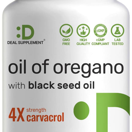 DEAL SUPPLEMENT Oil of Oregano Softgels with Black Seed Oil 300 Count – 4X Strength Carvacrol – 2-in-1 Herbal Oil Formula – Plant Based, Non-GMO