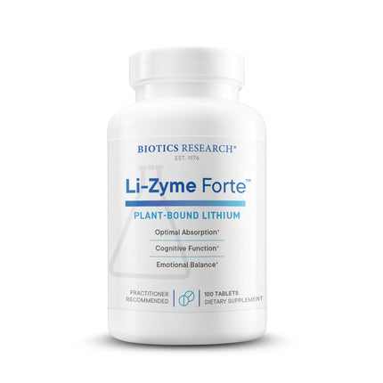 BIOTICS RESEARCH Li Zyme Forte Plant-sourced, phytochemically Bound Lithium, Supports Brain Function, Memory and Mood Support,100 Tablets