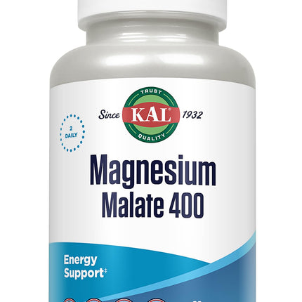 KAL Magnesium Malate 400mg, Chelated Magnesium Supplement with Malic Acid, Healthy Energy & Muscle Function Support, Enhanced Absorption, Vegan, Non-GMO, 45 Servings, 90 Veg Tabs