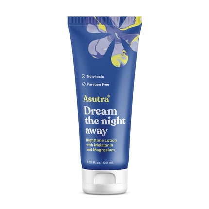 ASUTRA Dream the Night Away | Magnesium Lotion for Sleep, 100mL | With Melatonin for Sleep and Moisturizing Shea Butter, Nighttime Magnesium Cream w/Lemongrass Scent