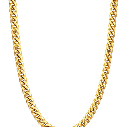 Jewlpire Gold Chain for Men, 6mm Mens Necklace Cuban Link Chain Necklace for Men, 18K Gold Plated Chain Necklace Sturdy & Durable Men's Necklaces 22 inch