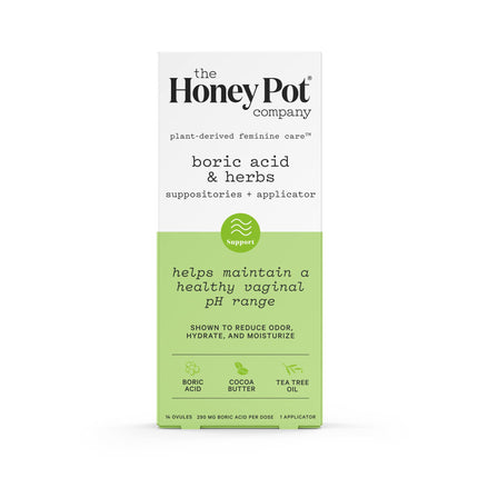 The Honey Pot Company 7 Day Boric Acid & Herbs Suppositories - Maintains and Balances Healthy Vaginal pH, Manages Odor, Hydrates, & Moisturizes - Gynecologist Tested