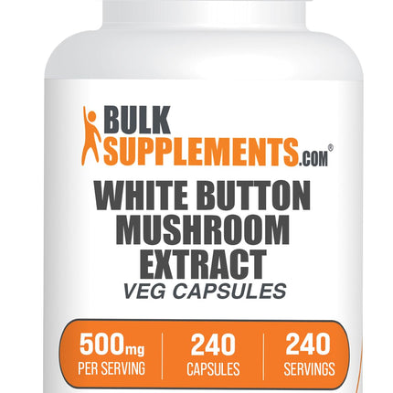 BulkSupplements.com White Button Mushroom Capsules - Mushroom Supplement, Agaricus Mushroom Capsules - White Button Mushroom Extract, Vegan, 240 Count (Pack of 1)