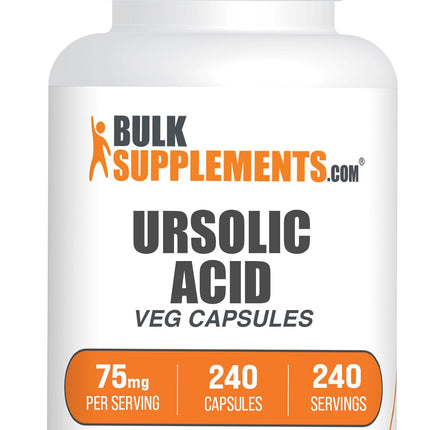 BulkSupplements.com Ursolic Acid Capsules - Ursolic Acid Supplement, Sourced from Rosemary Leaf Extract - Vegan, 1 Capsule per Serving (75mg), 240 Count (Pack of 1)
