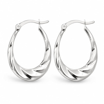 LeCalla 925 Sterling Silver Hoop Earrings | Lightweight Classic Small Oval Shrimp Hoops Earring for Women - 25MM