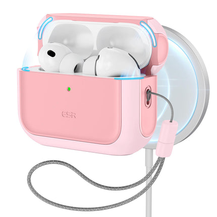 ESR for AirPods Pro 3 Case, Compatible with AirPods Pro 3rd Generation Case (2025), Compatible with MagSafe, Full Drop Protection Cover with Lanyard, Pink