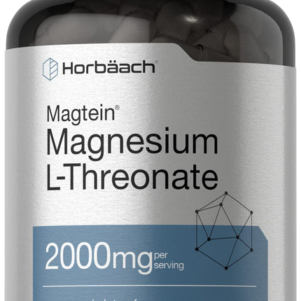 Horbäach Magtein Magnesium L-Threonate | 2000mg Supplement | 100 Capsules | for Men & Women | Non-GMO and Gluten Free