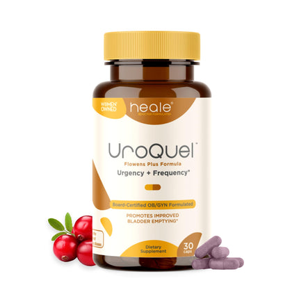 UroQuel - Natural Bladder Control Cranberry Supplement - Reduce Bathroom Urgency, Frequency, Incontinence, with Flowens - OBGYN Formulated - Cranberry Pills for Women & Men - by Heale - 30 Capsules
