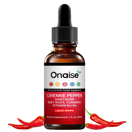 ONAISE Cayenne Drops – Plant-Based Liquid Wellness Blend with Beetroot Hawthorn Turmeric and Vitamins D3 K2 – Clean Daily Routine Formula for Balanced Lifestyle (1)