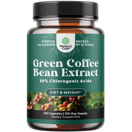 Green Coffee Bean Extract for Weight Loss - Pills for Women and Men - Appetite Suppressants for Weight Loss with Chlorogenic Acid - Herbal Fat Burner to Assist with Weight Loss 120 Count