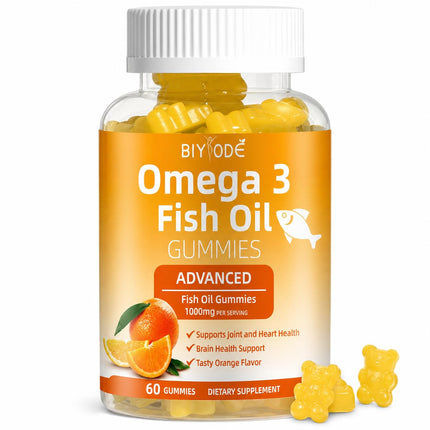 Omega-3 Fish Oil Supplements: Pure 1000mg Omega-3 Gummies Support Heart Joint Eye Brain Immune Health 60 Gummies 30 Day Supply