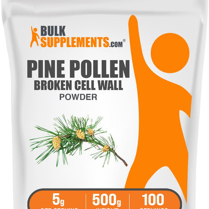BulkSupplements.com Pine Pollen Powder - Broken Cell Wall, Pine Pollen Supplement, Herbal Supplement - Gluten Free, 5g per Serving, 500g (1.1 lbs) (Pack of 1)
