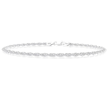 925 Sterling Silver Rope Chain Bracelet 2mm Silver Bracelet for Men Women