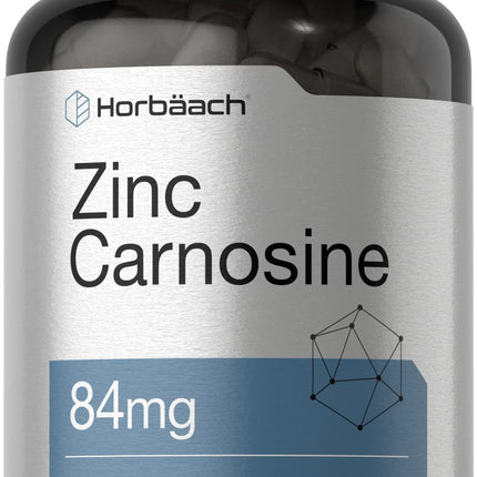 Horbäach Zinc Carnosine Supplement | 84mg per Capsule | 150 Count | Non-GMO & Gluten Free