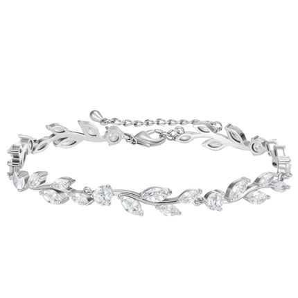 SWEETV Cubic Zirconia Wedding Bridal Bracelet for Brides,Bridesmaids, Silver Crystal Elegant Tennis Bracelet for Women Prom Jewelry Gifts (Style6-Silver)