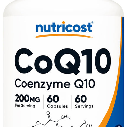 Nutricost CoQ10 200mg, 60 Vegetarian Capsules, 60 Servings - High Absorption, Vegetarian, Non-GMO, Coenzyme Q10