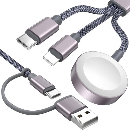 2026 Travel Essentials,3 in 2 USB C Cable for Apple Watch Charger,iPhone Charger,Multi Charging Cable,Cruise Vacation Camping Essentials,Portable for iWatch Series 11-2/Ultra/SE & iPhone 17-12,Car,4FT