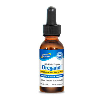 NORTH AMERICAN HERB & SPICE Oreganol - 1 fl. oz. - Unprocessed, Wild, Organic Oregano Oil - Mediterranean Source P73 - Non-GMO - 432 Servings