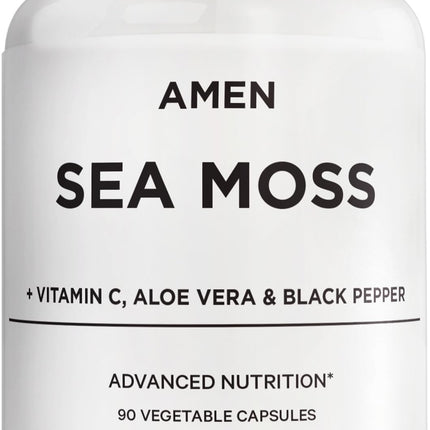 Amen Sea Moss, 1000mg Organic Irish Sea Moss, Bladderwrack, 90 Capsules