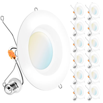 Sunco 12 Pack 5/6 Inch Smooth LED Retrofit Downlight, 965 Lumens, 2700K Soft White, 13W Dimmable, Damp Rated, Bedroom Living Room Bathroom, 120V - UL, FCC, RoHS