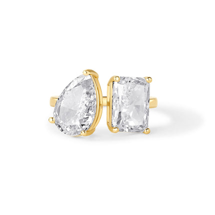 PAVOI 14K Yellow Gold Plated Toi Et Moi Radiant-Cut Pear-Shaped CZ Stones