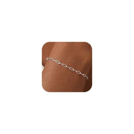BLThing Silver Bracelets for Women 3mm Sterling Silver Paperclip Bracelet