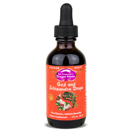 Dragon Herbs Goji Berry & Schizandra Drops • Triple Extractions • for Eye, Skin, Lung & Healthy Aging Support, Beauty Tonic • Super Potency • Fast Acting • 2 fl oz, 60 mL • Tincture Supplement
